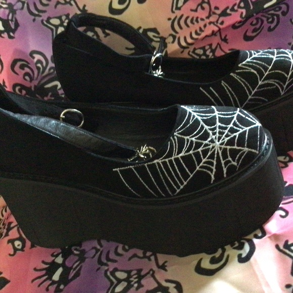 Spiderweb Platform Wedges Mary Janes - Picture 2 of 9